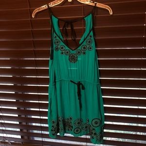 Open Back teal casual dress